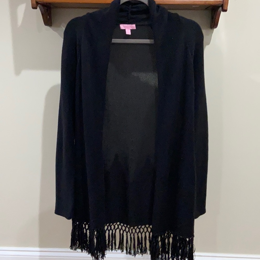 Lilly Pulitzer long open sweater with fringe!